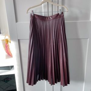 Lucy Paris Faux Leather Pleated Midi Skirt
